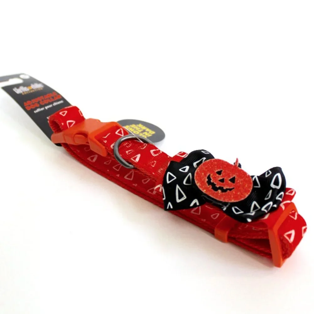 Halloween Pumpkin Adjustable Dog Collar Size M 14 in - 20 in